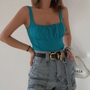 Square Neck Ruched Cropped Camisole Top